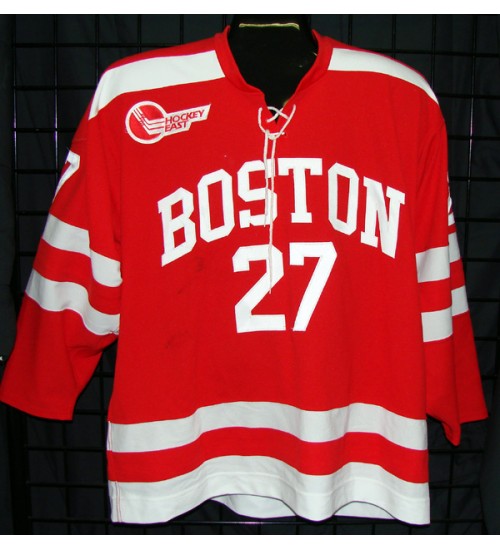 Custom NCAA 2004-05 Boston University Terriers BU 27 Bryan Miller Hockey Jersey Alternate Red